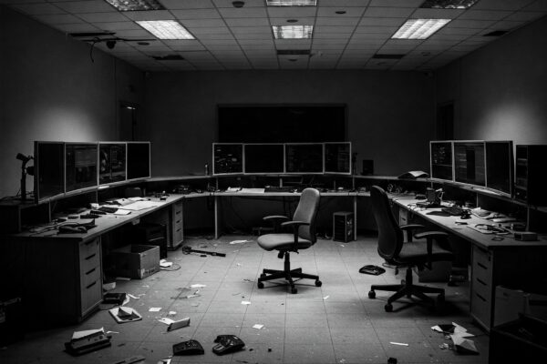 The Impact of Studio Closures on the Gaming Industry and Its Workforce a room with many computers and desks